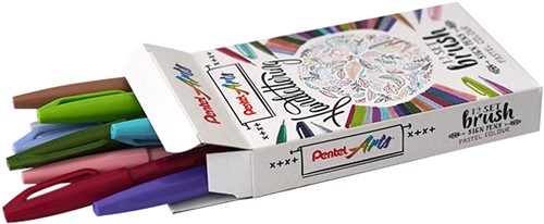 Brushpen Pentel Sign SES15C pastel assorti 12 stuks