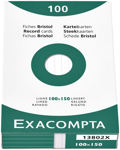 Systeemkaart Exacompta 100x150mm lijn wit 100 stuks