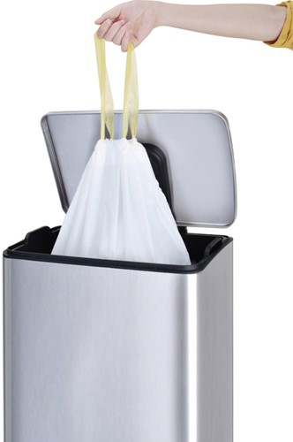 Afvalzak EKO MDPE type E met trekband 55x70cm 25-35L wit rol à 12 stuks-1
