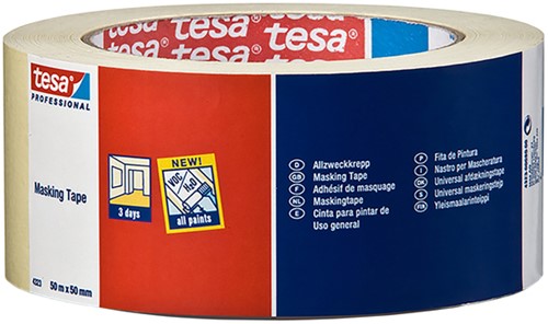 Afplaktape tesa® Professional 4323 50mmx50m lichtcrème