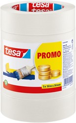 Afplaktape tesa® Economy 50mx30mm beige 5 rollen