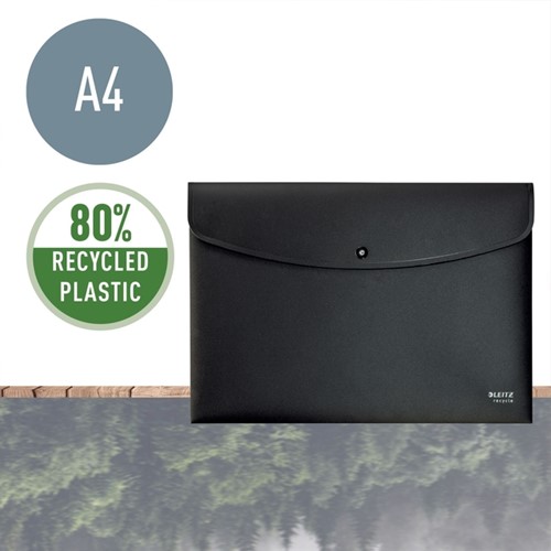 Enveloptas Leitz Recycle A4 met drukknopen PP zwart-2