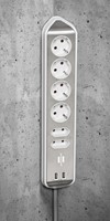Stekkerdoos Brennenstuhl bureau Estilo 6vdig incl 2 USB 2m wit/zilver-2