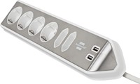 Stekkerdoos Brennenstuhl bureau Estilo 6vdig incl 2 USB 2m wit/zilver-2