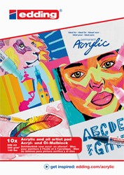 Olie- en Acrylblok edding 30010 A3 10 vel 300 gram wit