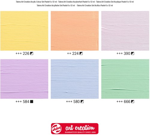 Acrylverf Talens Art Creation pastel assorti 6 tubes à 12ml-2
