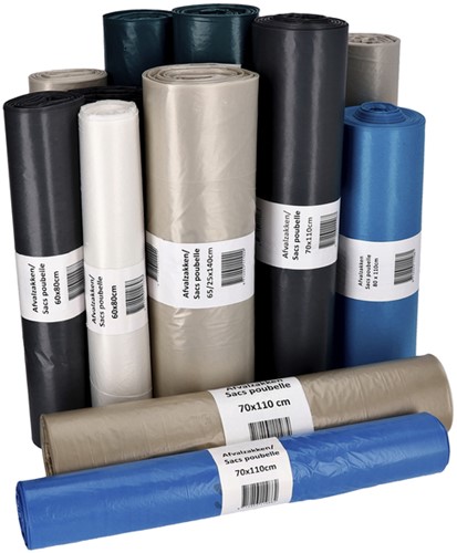 Afvalzak Cleaninq 50x55cm HDPE T15 25L zwart rol à 50 stuks-2