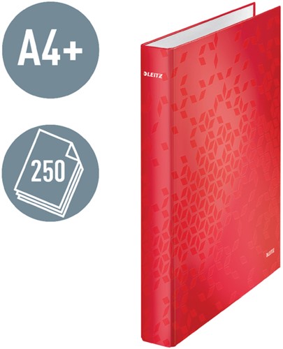 Ringband Leitz WOW A4 maxi 2-rings D-mechaniek 40mm rood-2