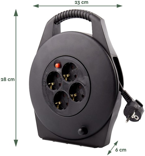 Kabelhaspel BRASQ  4 voudig 10 meter zwart-2