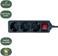 Stekkerdoos BRASQ  3 voudig 3 meter zwart-3
