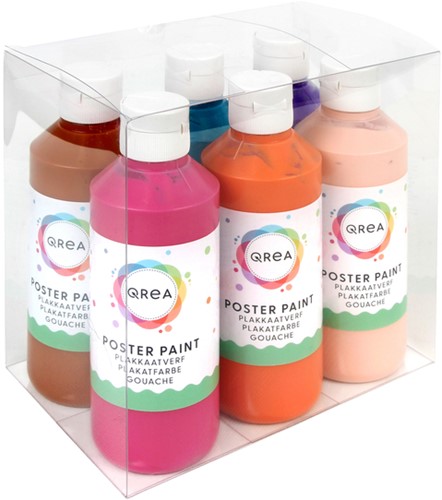 Plakkaatverf Qrea set à 6 fun kleuren 250ml-3