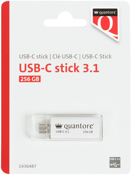Quantore USB stick 3.1 Quantore USB-C 256GB zilver | Kantoorvakhandel