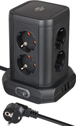 Stekkerdoos Brennenstuhl toren 8 voudig met 2x USB A 1x USB C PD zwart