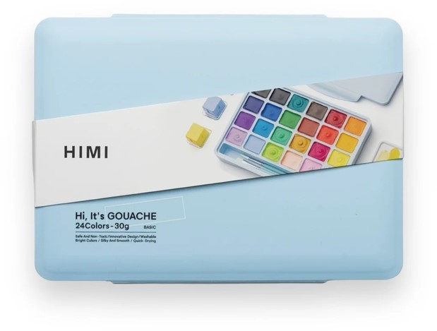 Gouache HIMI 24 kleuren 30gr opbergbox ice blue | Kantoorvakhandel Gouache HIMI 24 kleuren 30gr opbergbox ice blue | Kantoorvakhandel