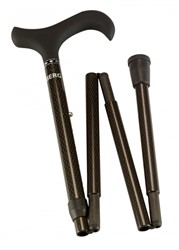 Wandelstok Able2 opvouwbaar carbon soft derby handvat zwart