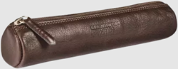 Maverick leder pennenzak / etui rond small  - 19 cm donker bruin