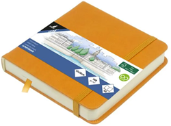 Kangaro Schetsboek 12x12cm okergeel PU HC 140gr