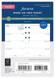 Filofax agendavulling pocket week 2bl recycled 2027