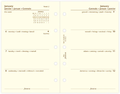 Filofax agendavulling mini week 2 pagina cotton cream 2027-2