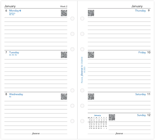 Filofax agendavulling personal week 2027 eng-2