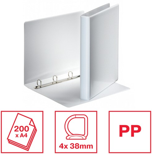 Presentatieringband Esselte Essentials panorama A4 4-rings D-mechaniek 38mm wit-1