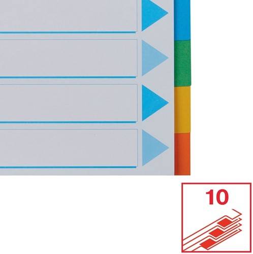 Tabbladen Esselte Standaard A4 10-delig karton 11-rings met voorblad assorti-2