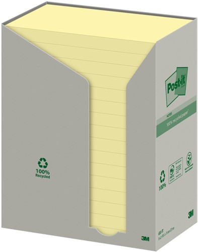 Memoblok Post-it 655 76x127mm recycled geel 16x100 vel