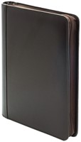 Schrijfmap van der Spek A4 4R 25mm O-mech met rits leer met nerf bruin-3