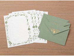 Midori Letter Set Foil Stamped Envelopes Leaves