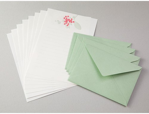 Midori Letter Set Letterpress Bouquet Red