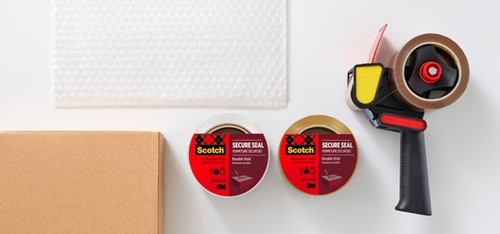 Verpakkingstape dispenser Scotch met 2 rollen Secure seal tape 50mmx66m bruin-2