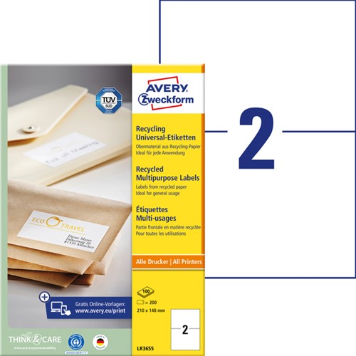 Etiket Avery LR3655 210x148mm recycled wit 200 stuks-2