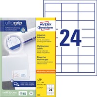 Etiket Avery 3658 64.6x33.8mm wit 2400 stuks-2