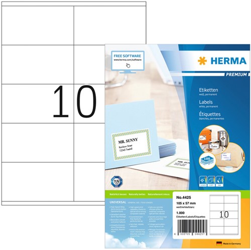 Etiket HERMA 4425 105x57mm premium wit 1000 stuks