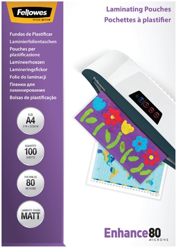 Lamineerhoes Fellowes A4 2x80micron mat 100 stuks-3
