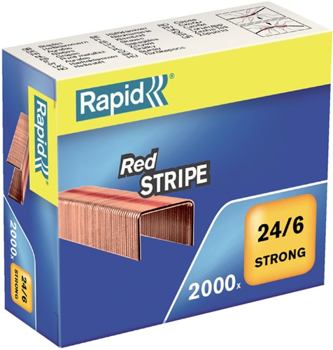 Nieten Rapid Nieten Rapid 24/6 verkoperd red stripe 2000 stuks