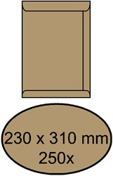 Envelop IEZZY akte 230x310mm zelfklevend 90gr bruin 250 stuks