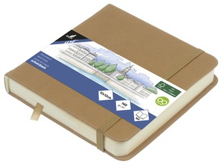 Kangaro Schetsboek 12x12cm taupe PU HC 80 vel 140gr