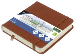 Kangaro Schetsboek 12x12cm cognac PU HC 80 vel 140gr
