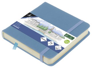 Kangaro Schetsboek 12x12cm sky blue PU HC 80 vel 140gr