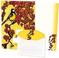Briefpapier met enveloppen: Dit gaat nooit voorbij, Koolmees, Octavie Wolters